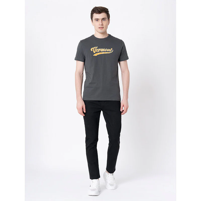 Casual Space Grey T-Shirt For Men - Image 5