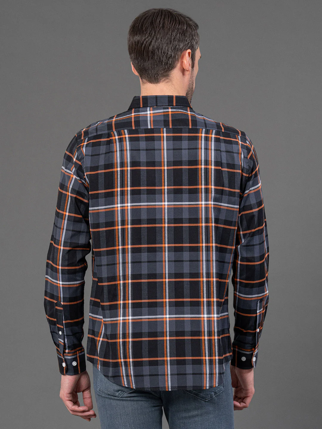 Charcoal Grey Checked Shirt for Men - Image 3