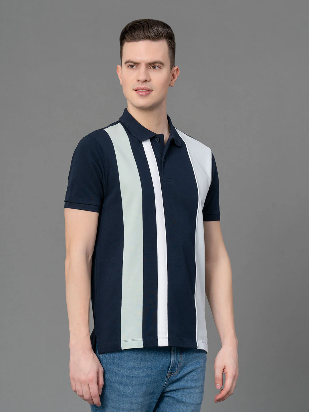 Colorblock Polo T-Shirt for Men - Image 2