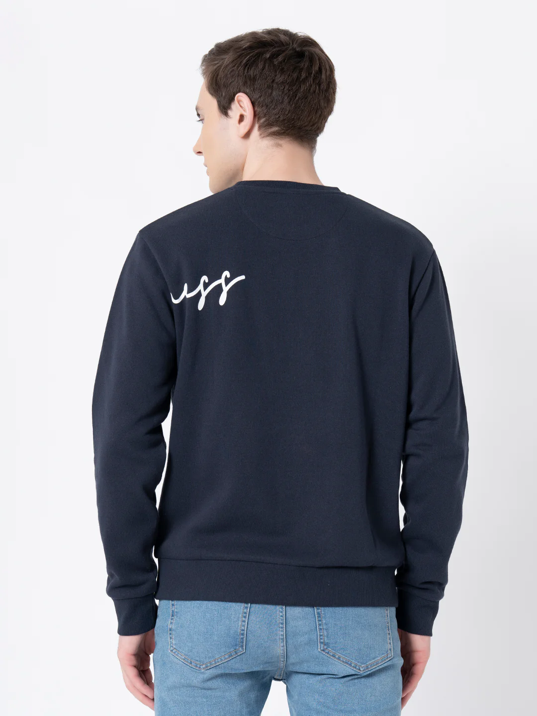Comfy Navy Round Neck Sweatshirt For Men - Image 4