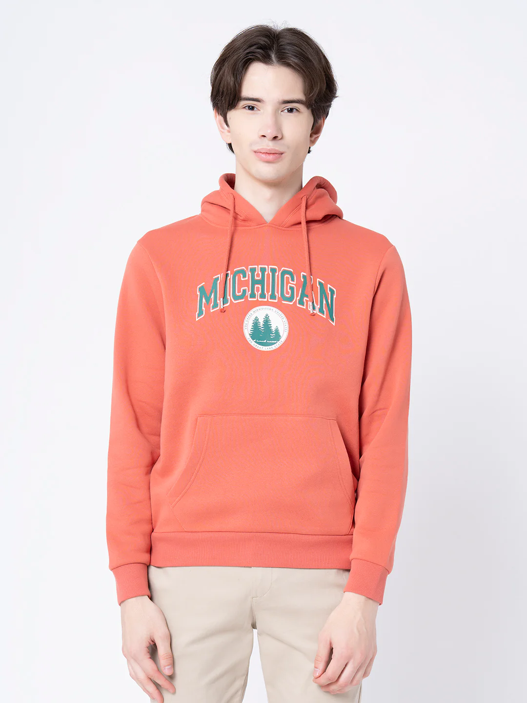 Coral Graphic Print Hoodie for Men - Image 2