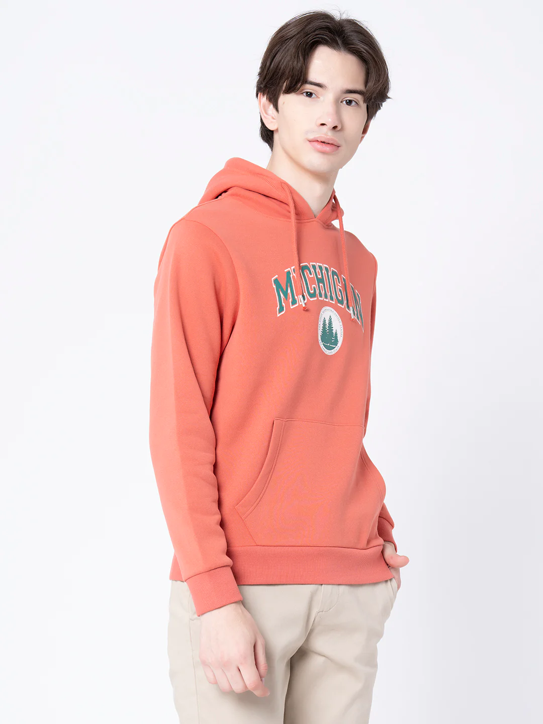 Coral Graphic Print Hoodie for Men - Image 7