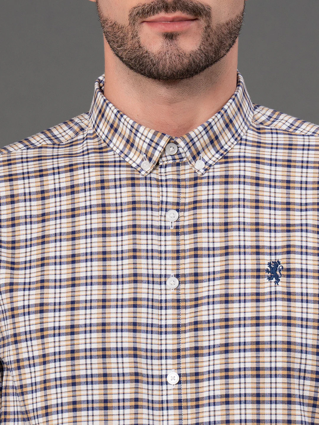 Dark Blue Checked Shirt for Men - Image 4