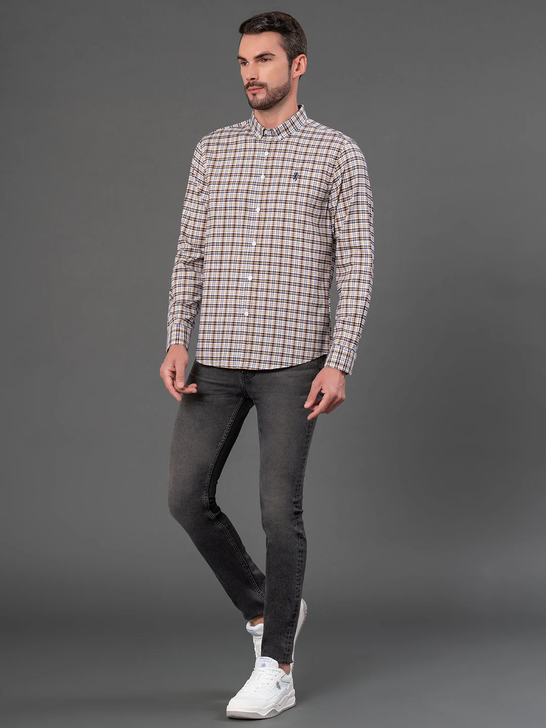 Dark Blue Checked Shirt for Men - Image 5