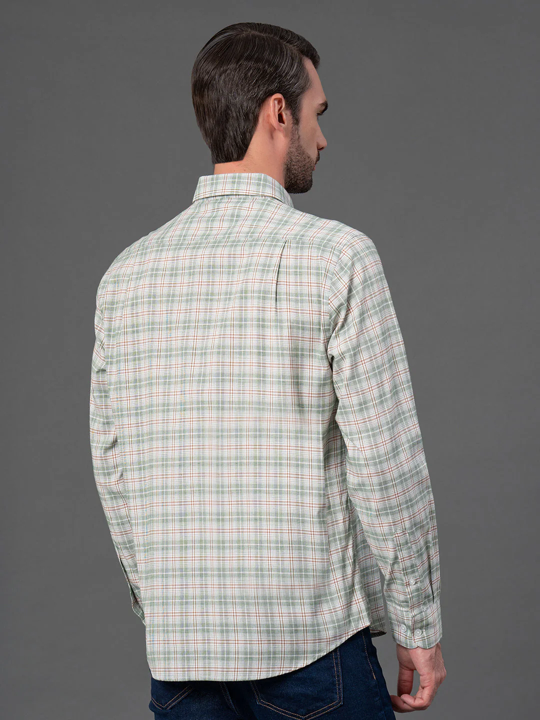 Dark Green Checked Shirt for Men - Image 3