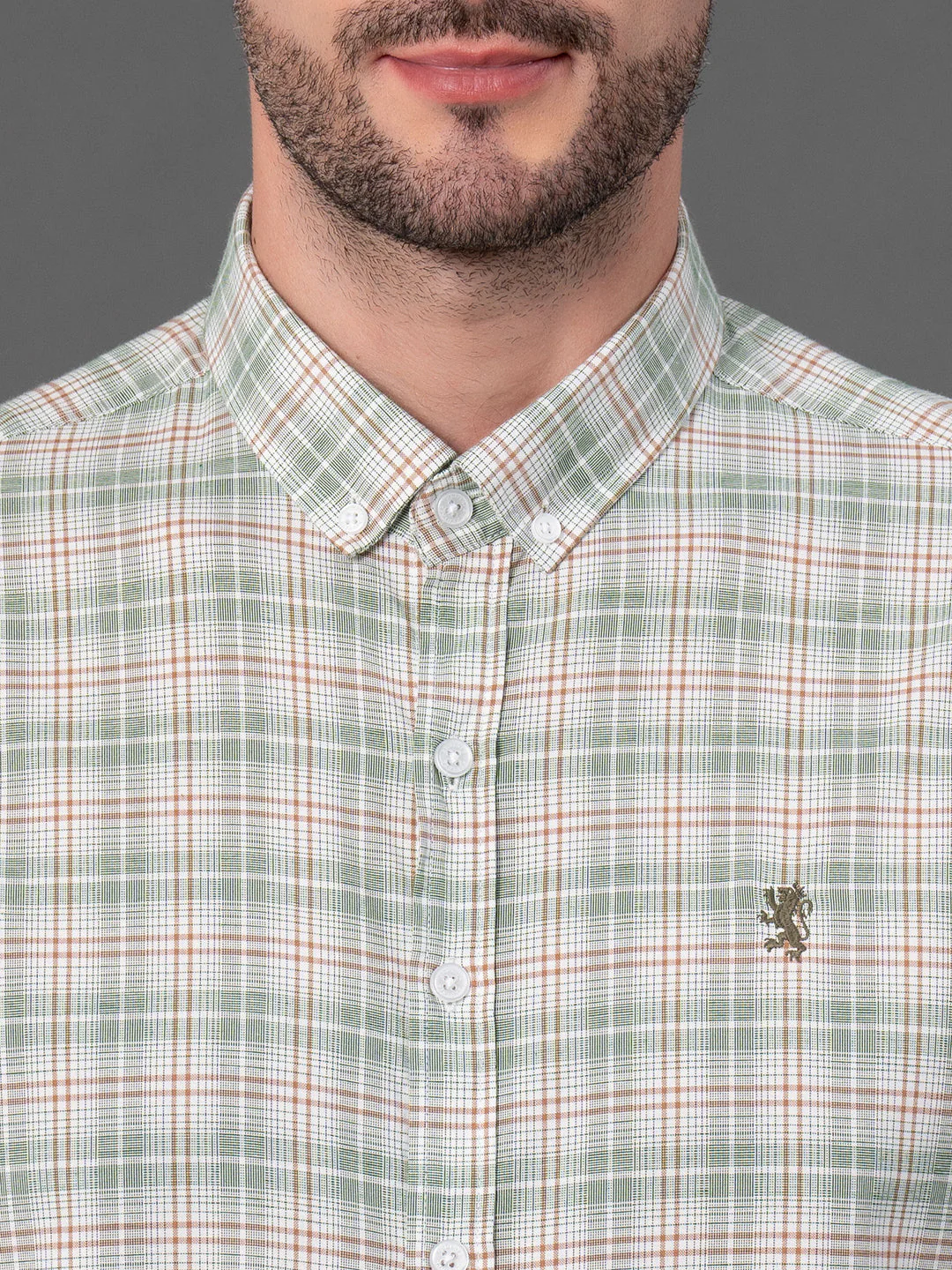 Dark Green Checked Shirt for Men - Image 4