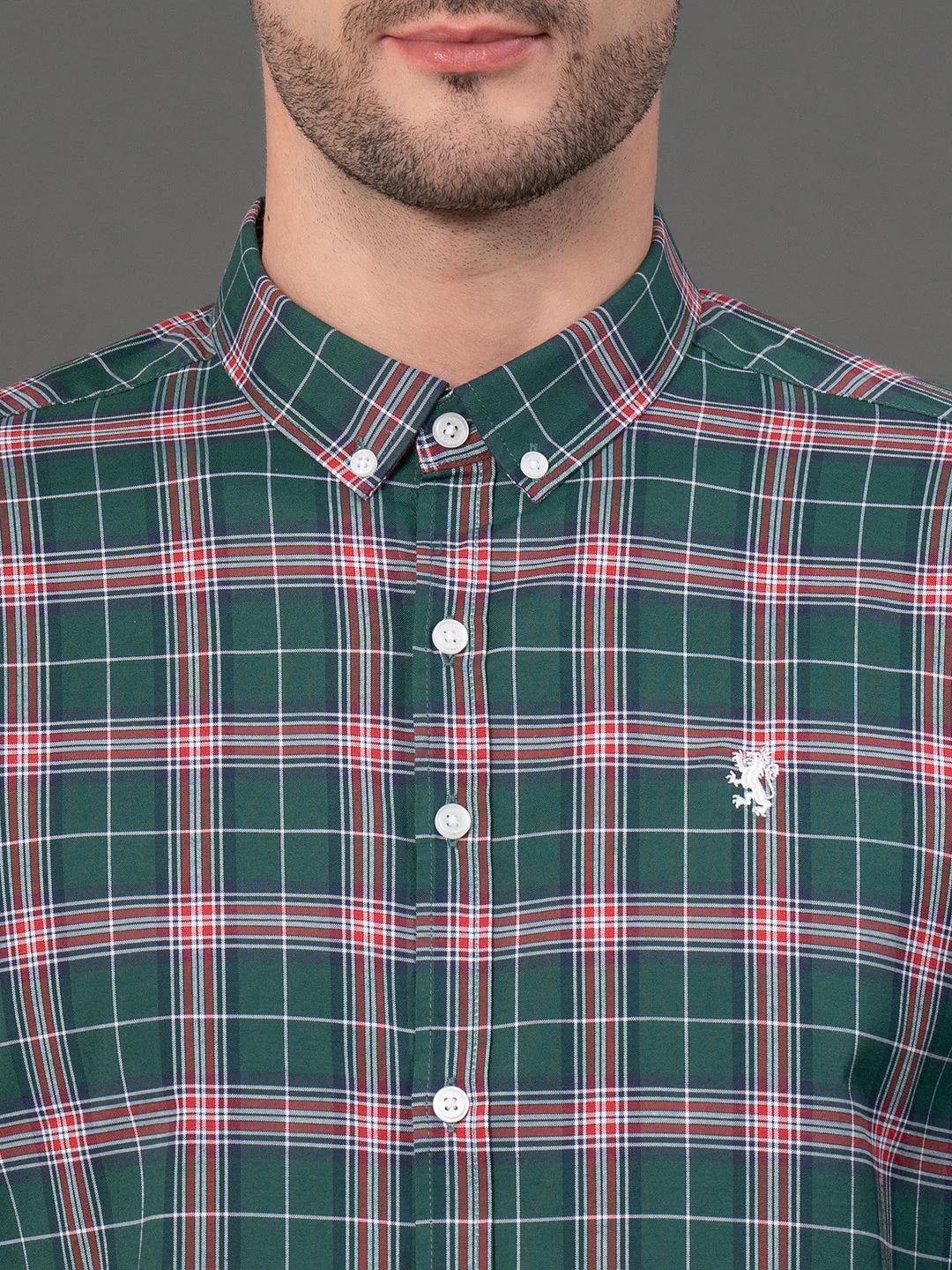 Dark Green Checked Shirt for Men - Image 4