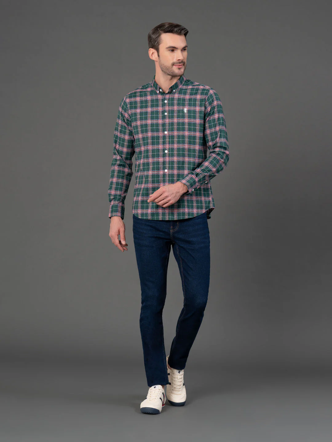 Dark Green Checked Shirt for Men - Image 5