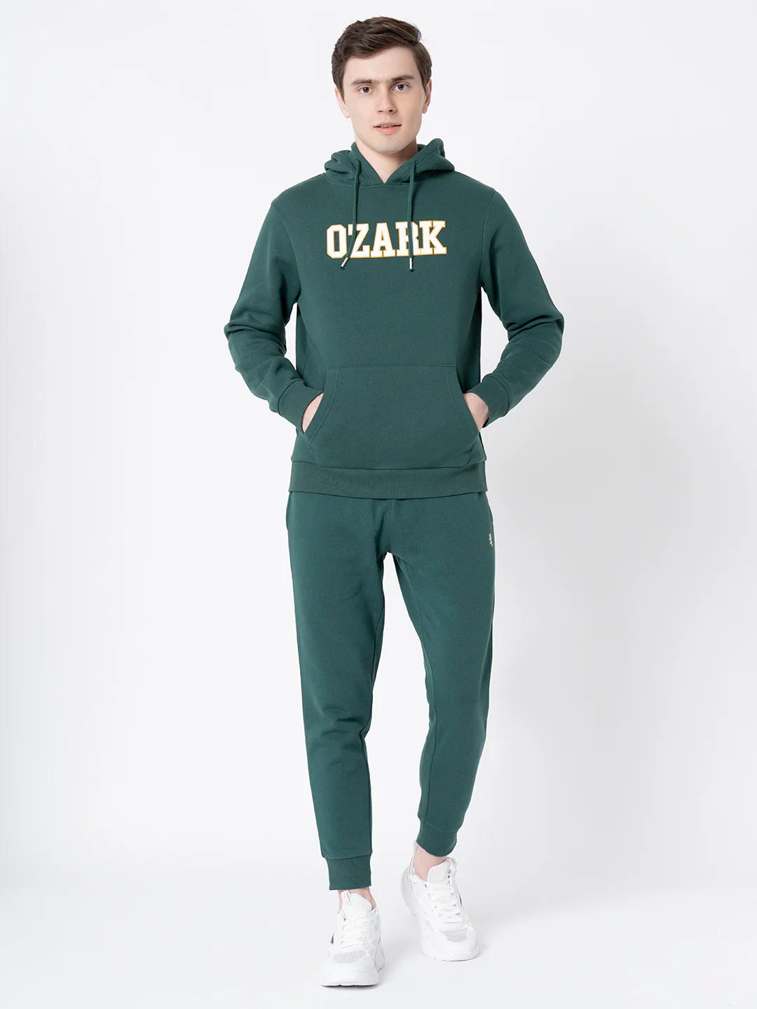 Dark Green Regular Fit Hooded Sweatshirt for Men - Image 6