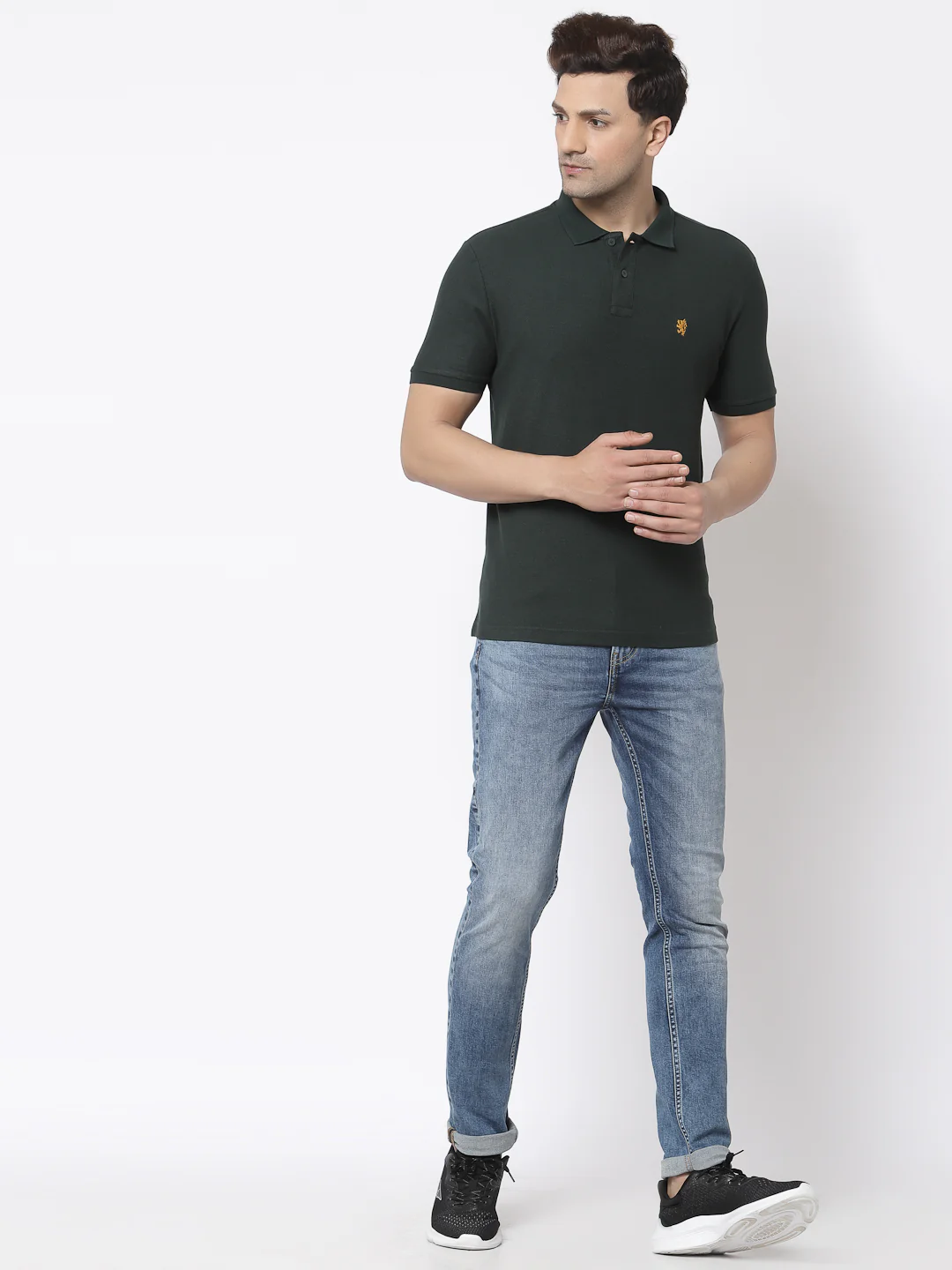 Dark Green Solid Pure Cotton Men's T-Shirt - Image 5