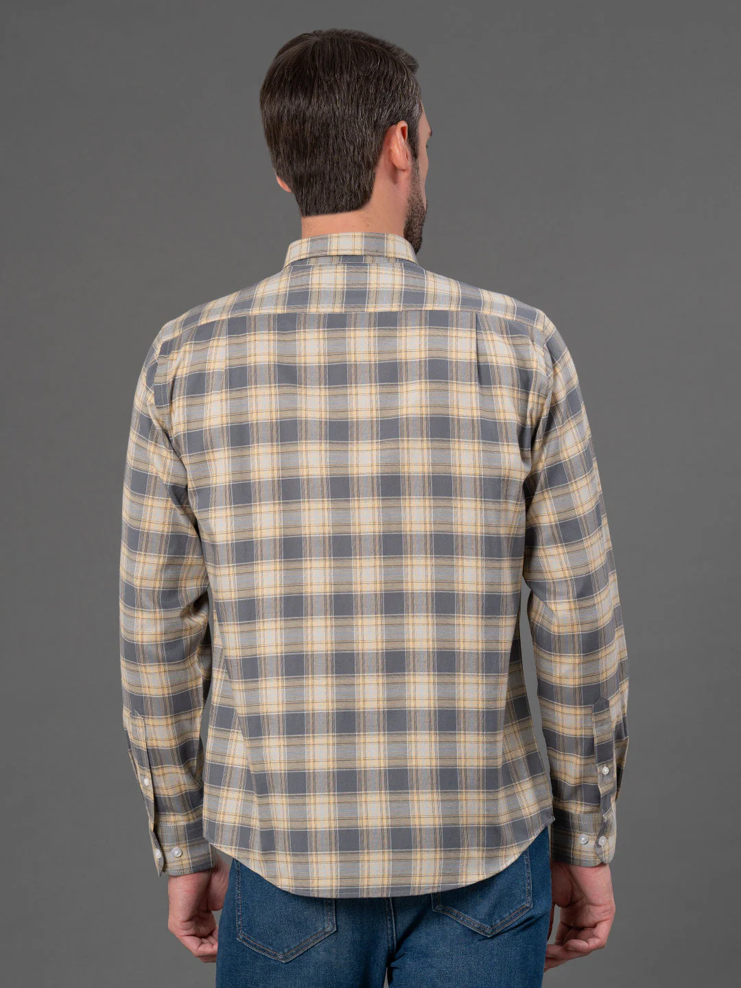 Dark Grey Checked Shirt for Men - Image 3
