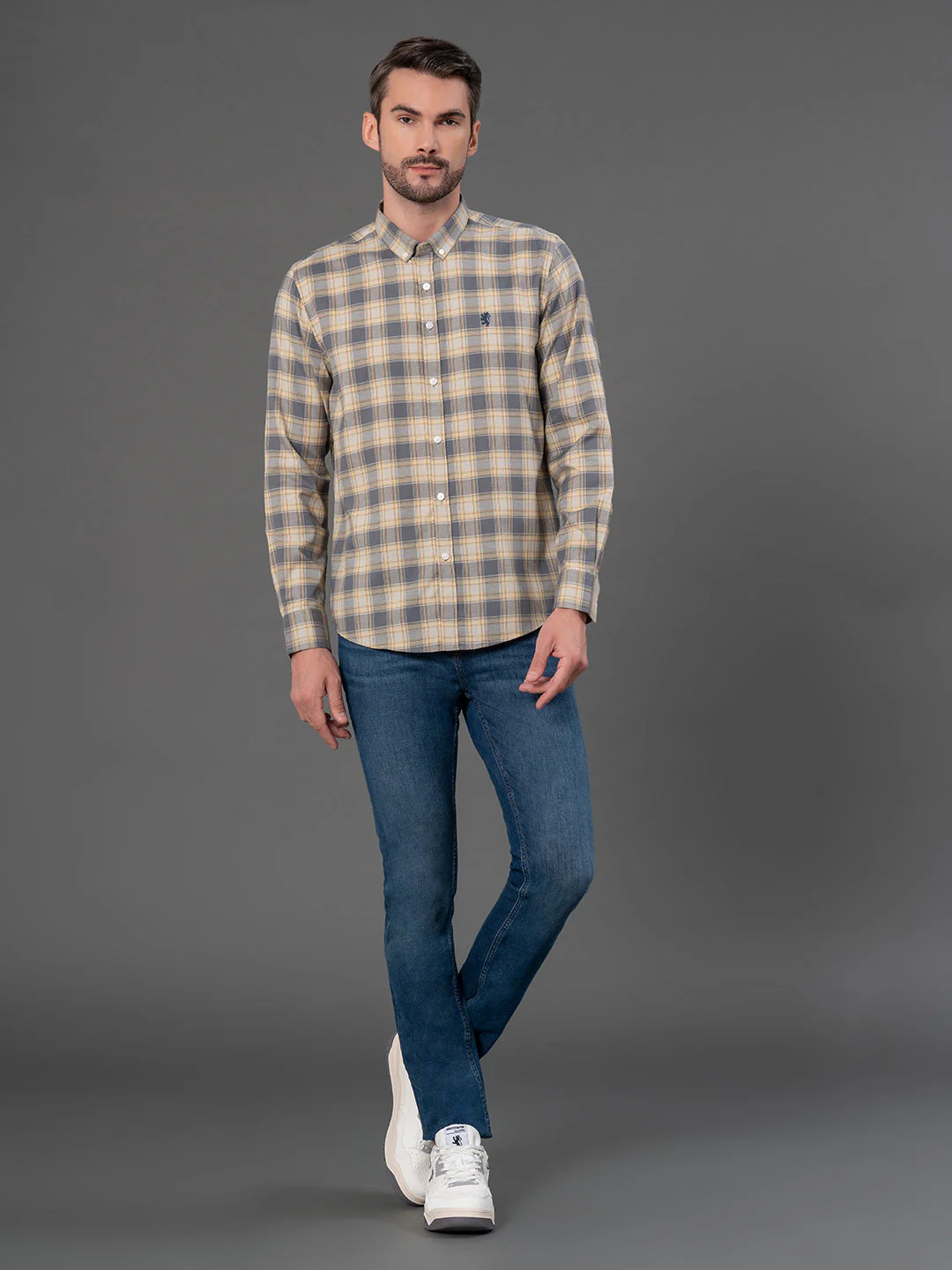 Dark Grey Checked Shirt for Men - Image 5