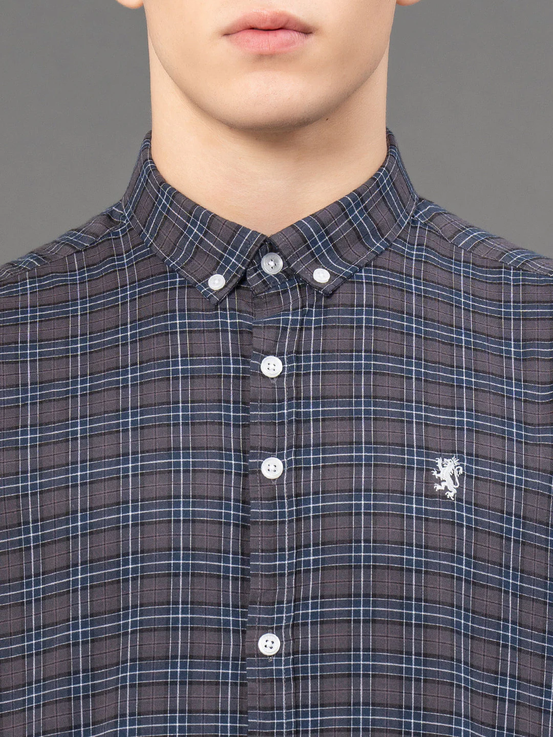 Dark Grey Checked Shirt for Men - Image 4