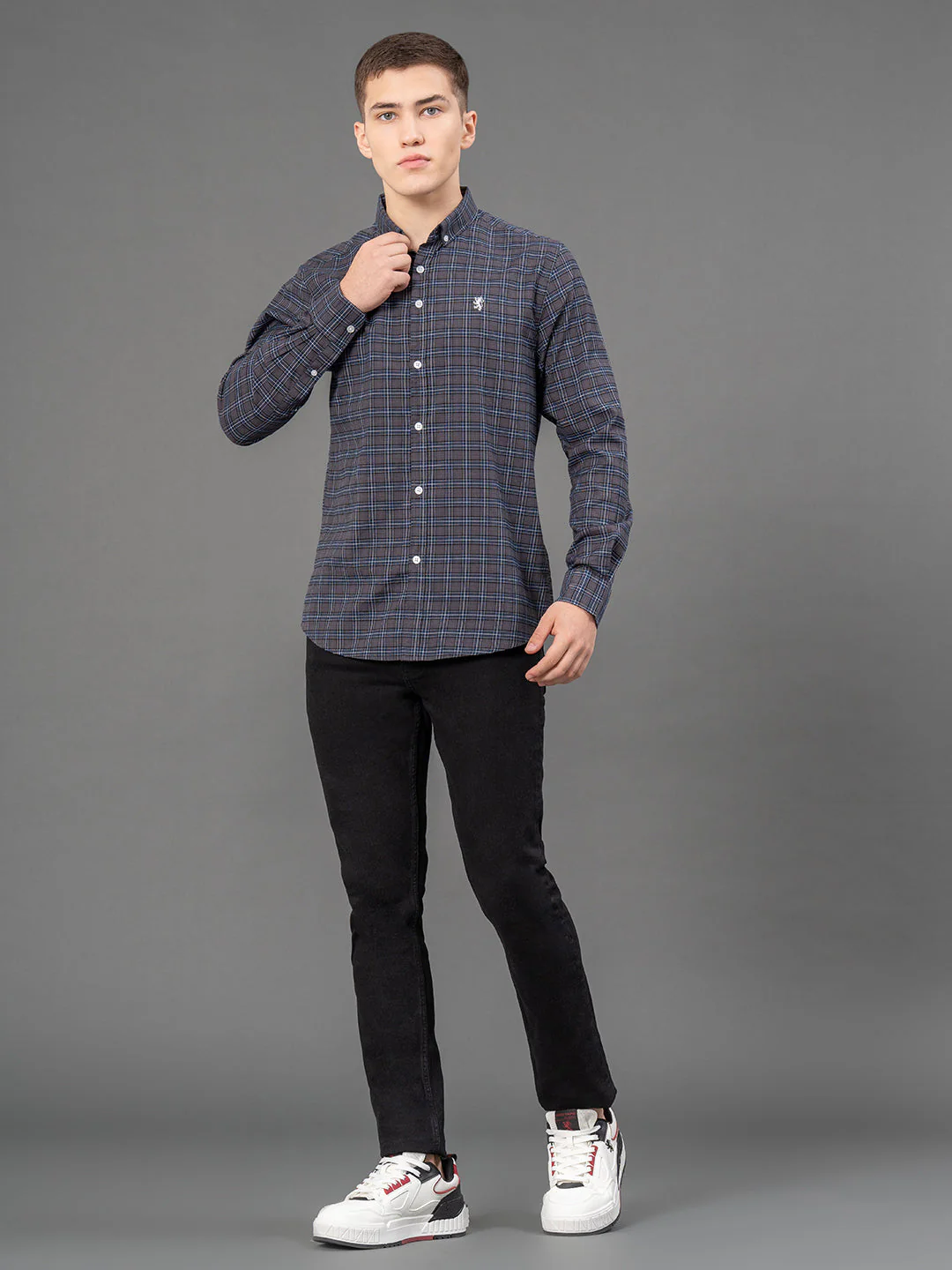 Dark Grey Checked Shirt for Men - Image 5