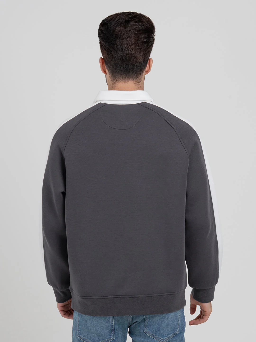 Dark Grey Half Zip Collar Sweatshirt for Men | Men's Sweatshirts for Everyday Style - Image 5