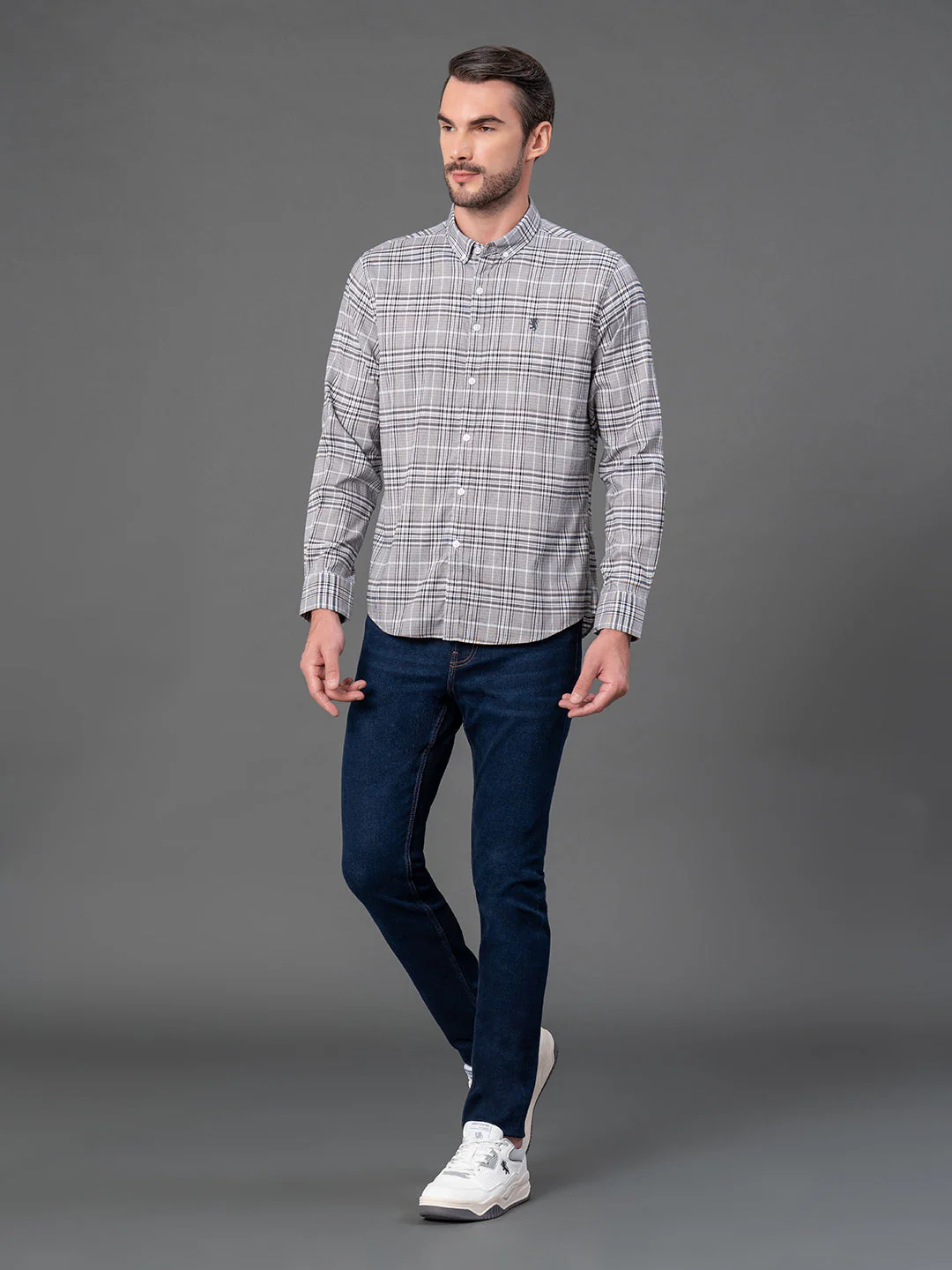 Dark Navy Checked Shirt for Men - Image 5