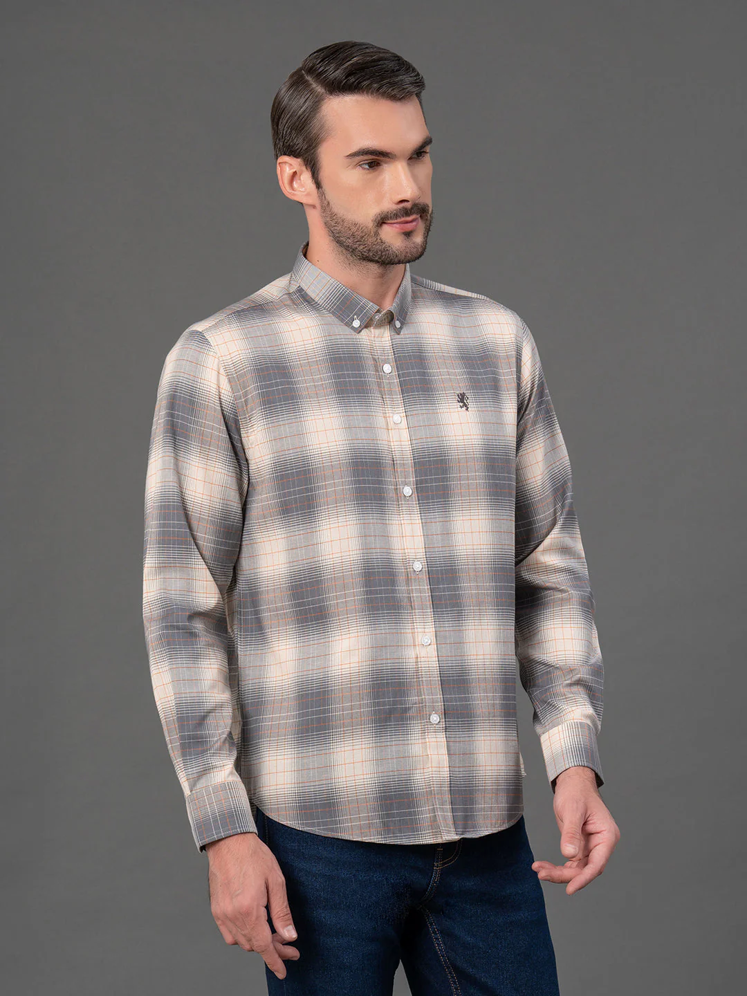 Deep Blue Checked Shirt for Men - Image 2
