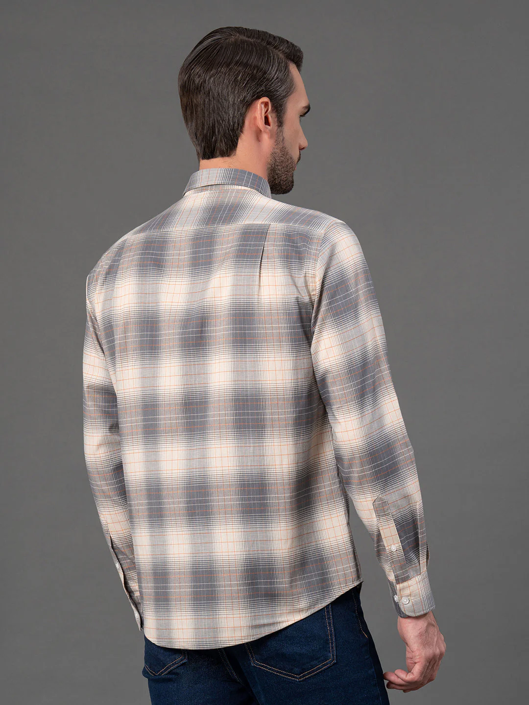 Deep Blue Checked Shirt for Men - Image 3