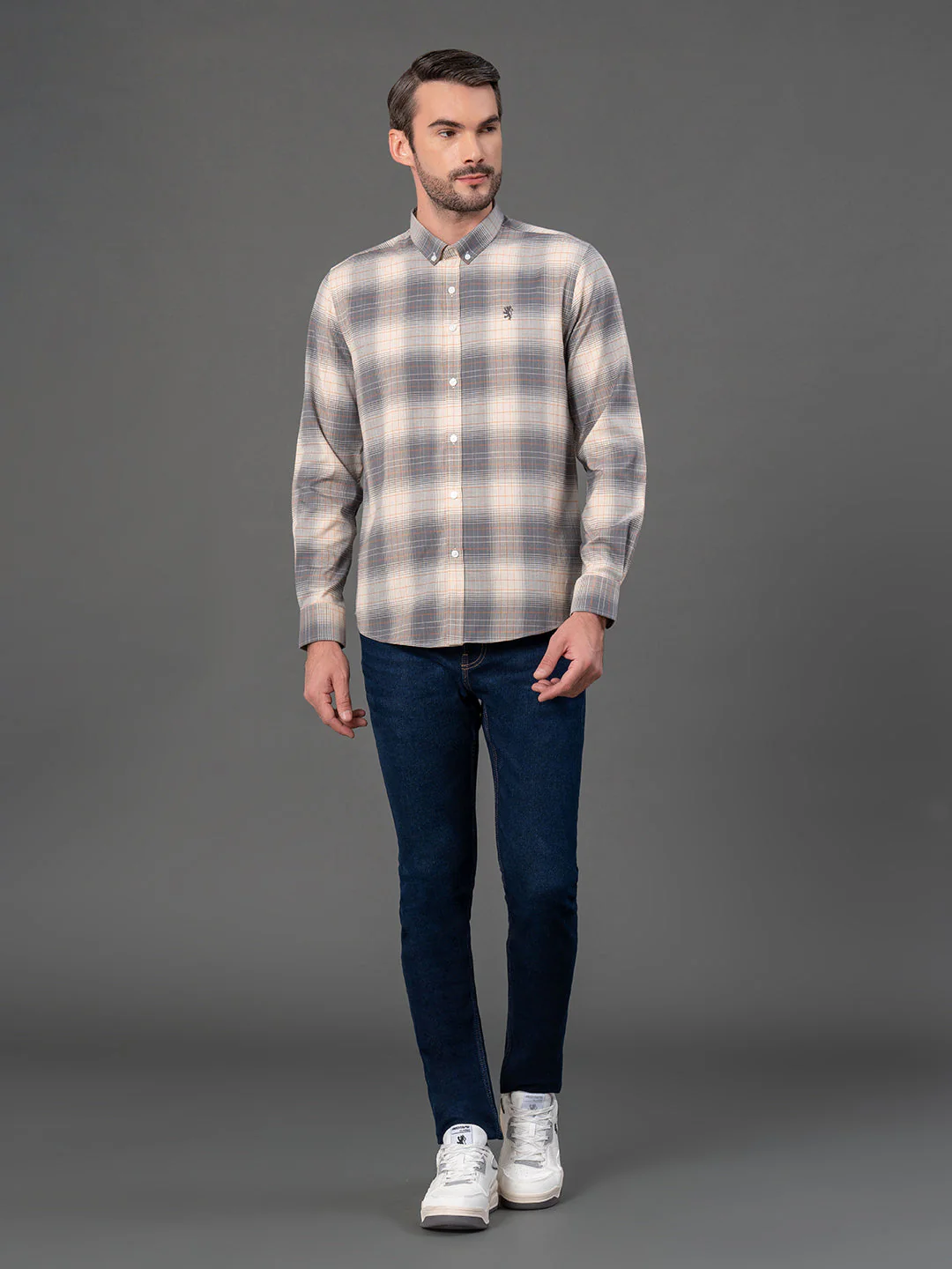 Deep Blue Checked Shirt for Men - Image 5