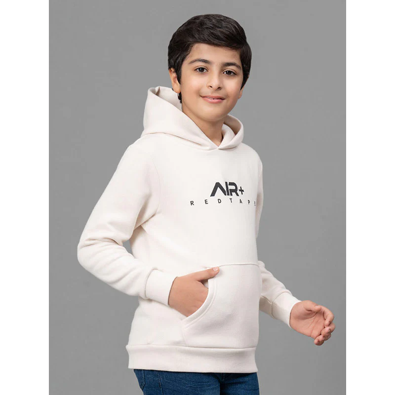 Dull Off White Hoodie for Boy - Image 2