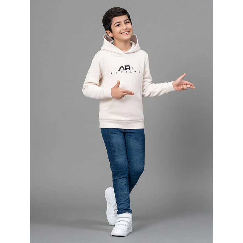 Dull Off White Hoodie for Boy - Image 5