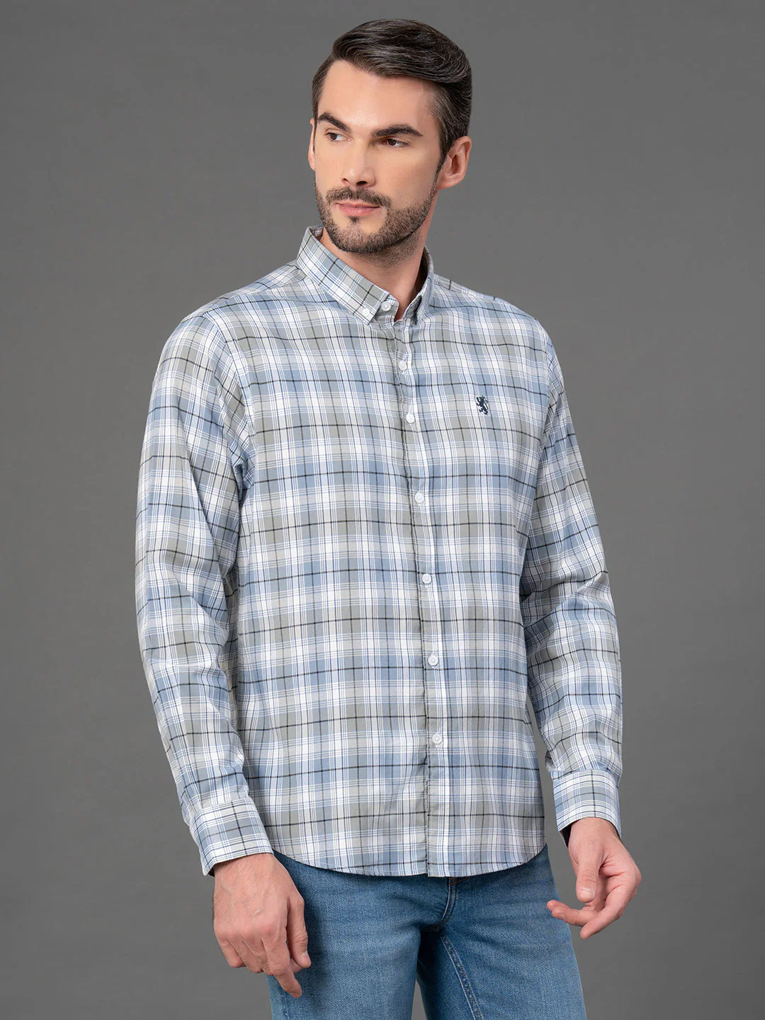 Dusky Olive Checked Shirt for Men - Image 2