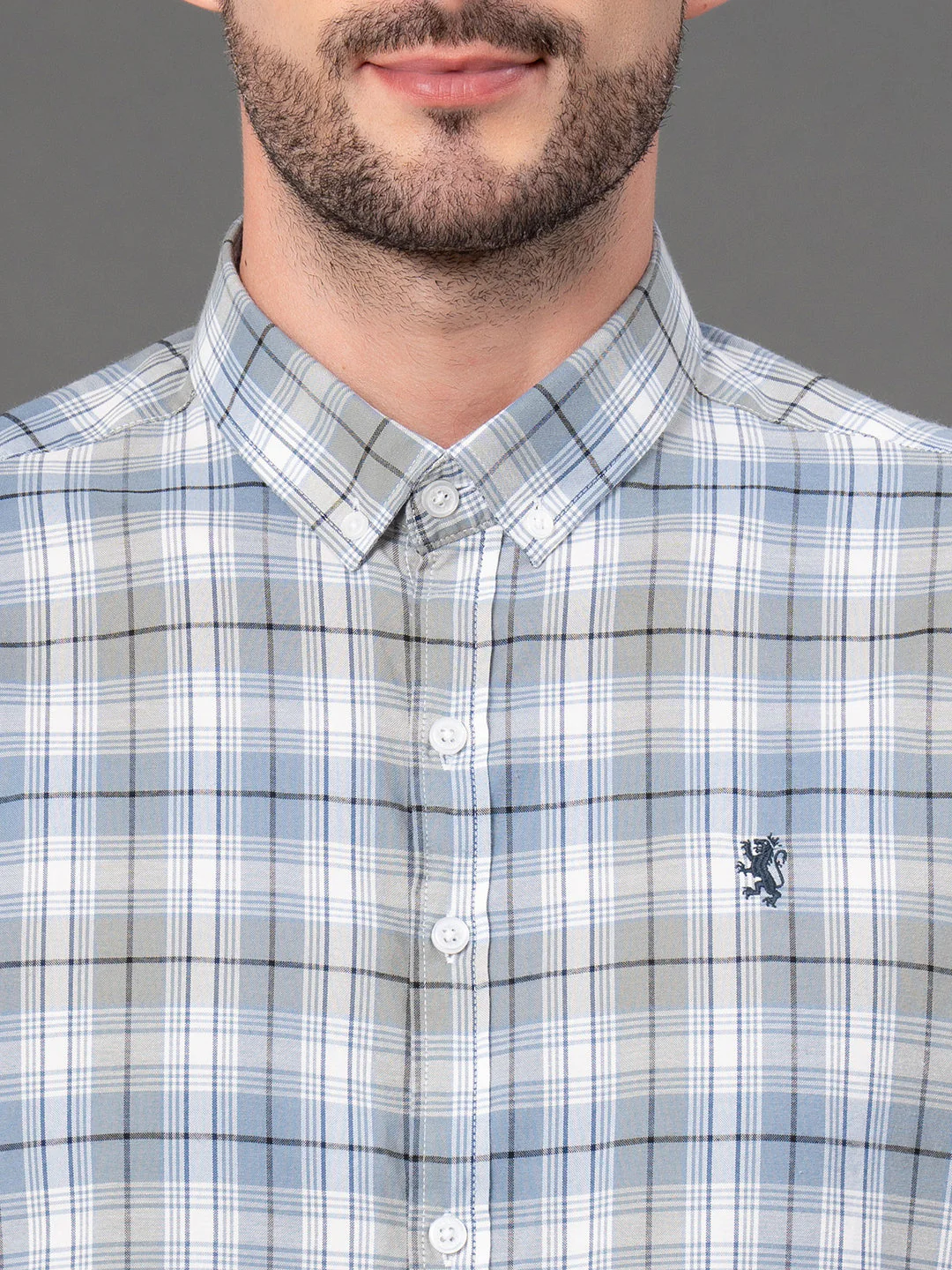 Dusky Olive Checked Shirt for Men - Image 4