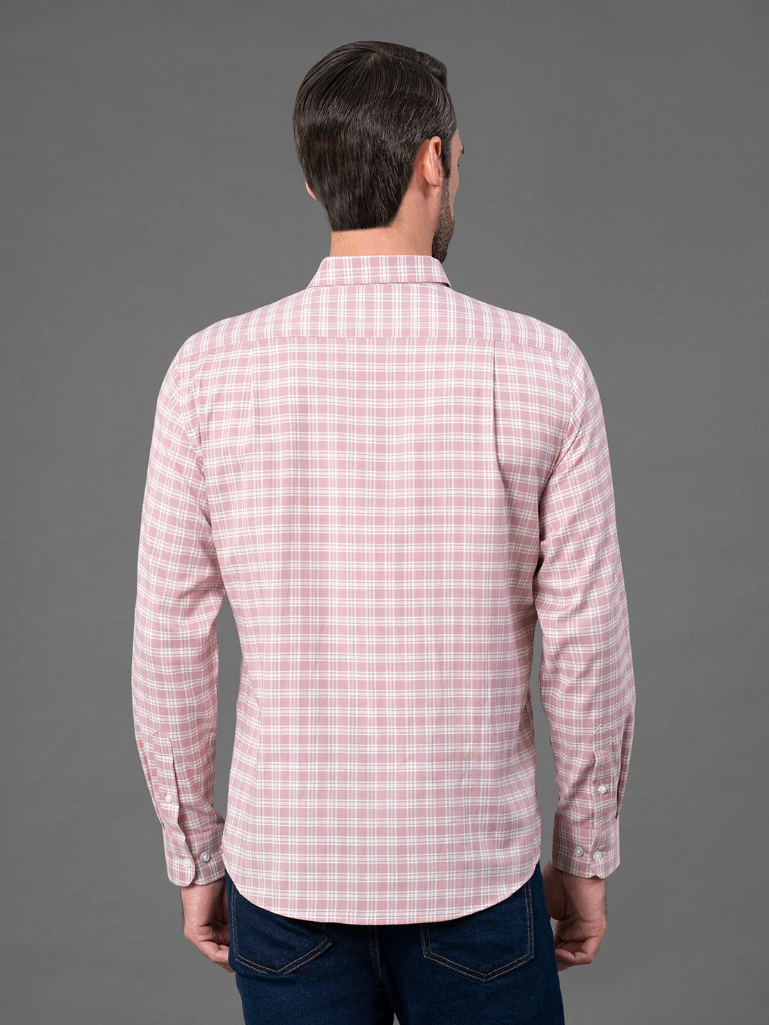 Dusky Pink Checked Shirt for Men - Image 3