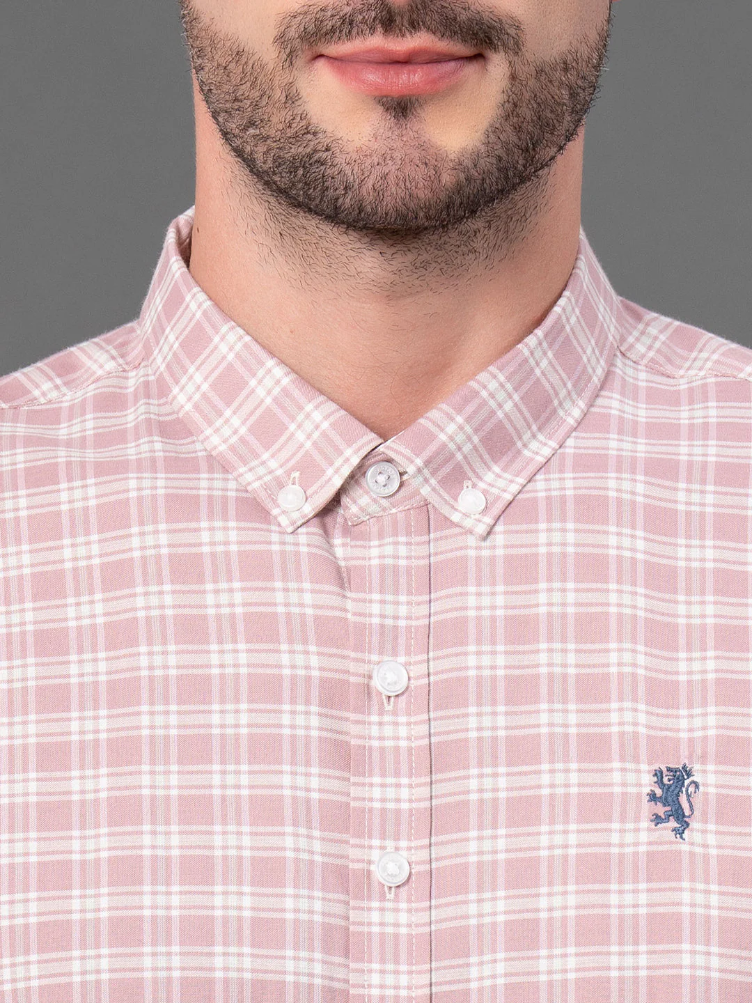Dusky Pink Checked Shirt for Men - Image 4