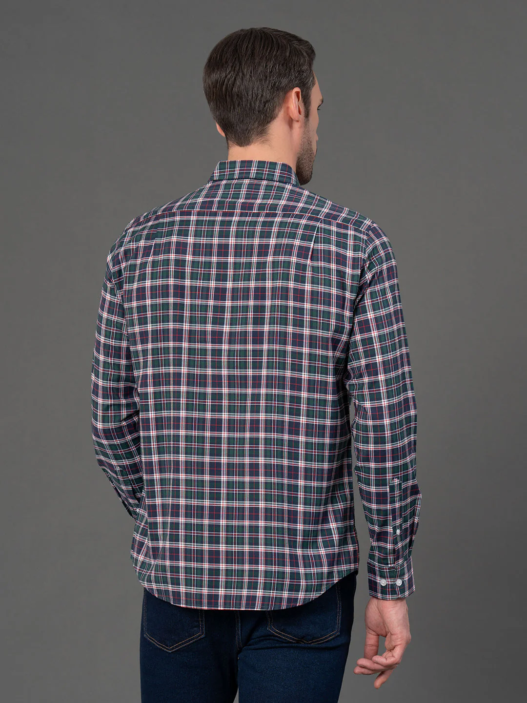 Forest Green Checked Shirt for Men - Image 3