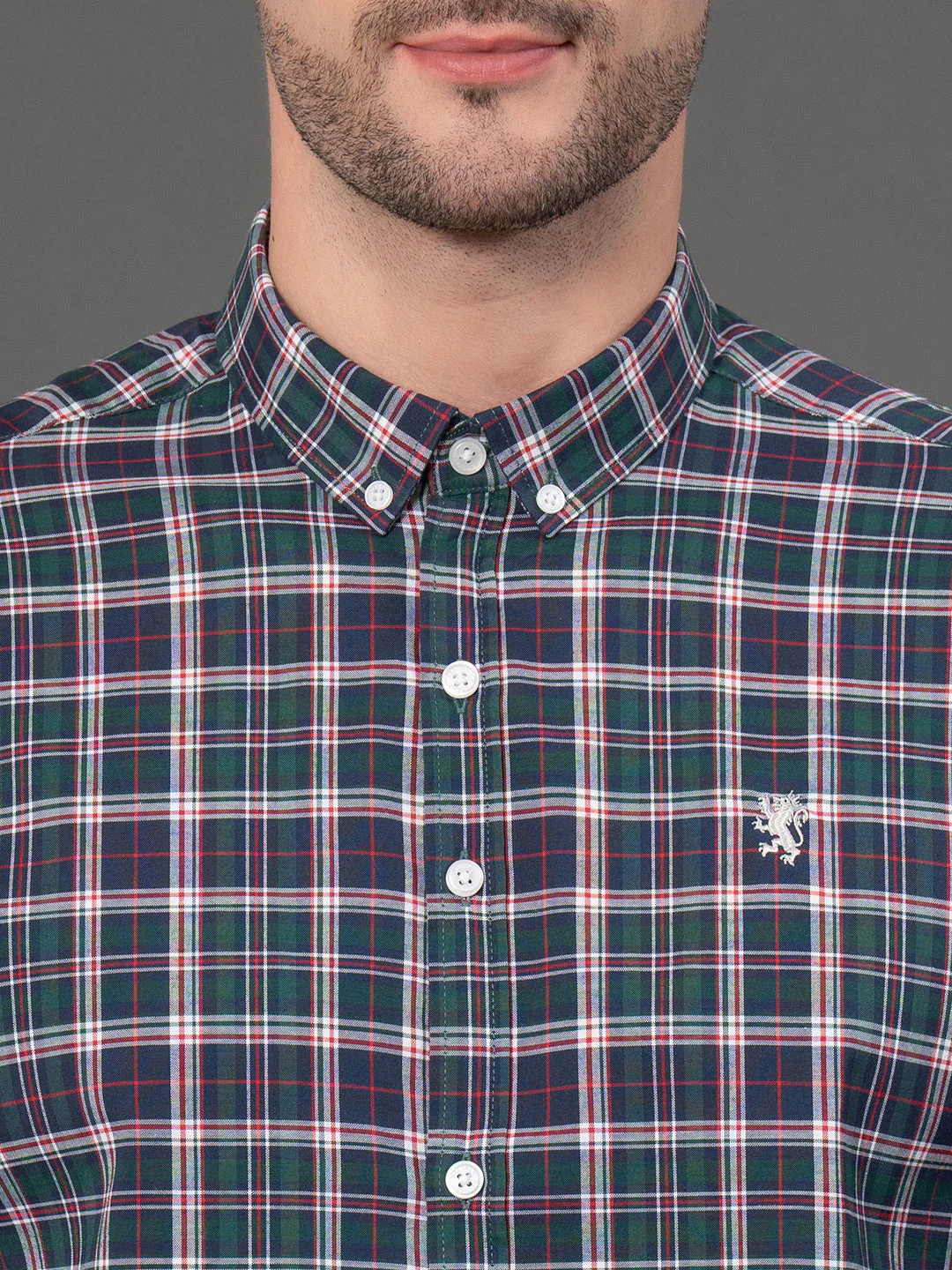 Forest Green Checked Shirt for Men - Image 4