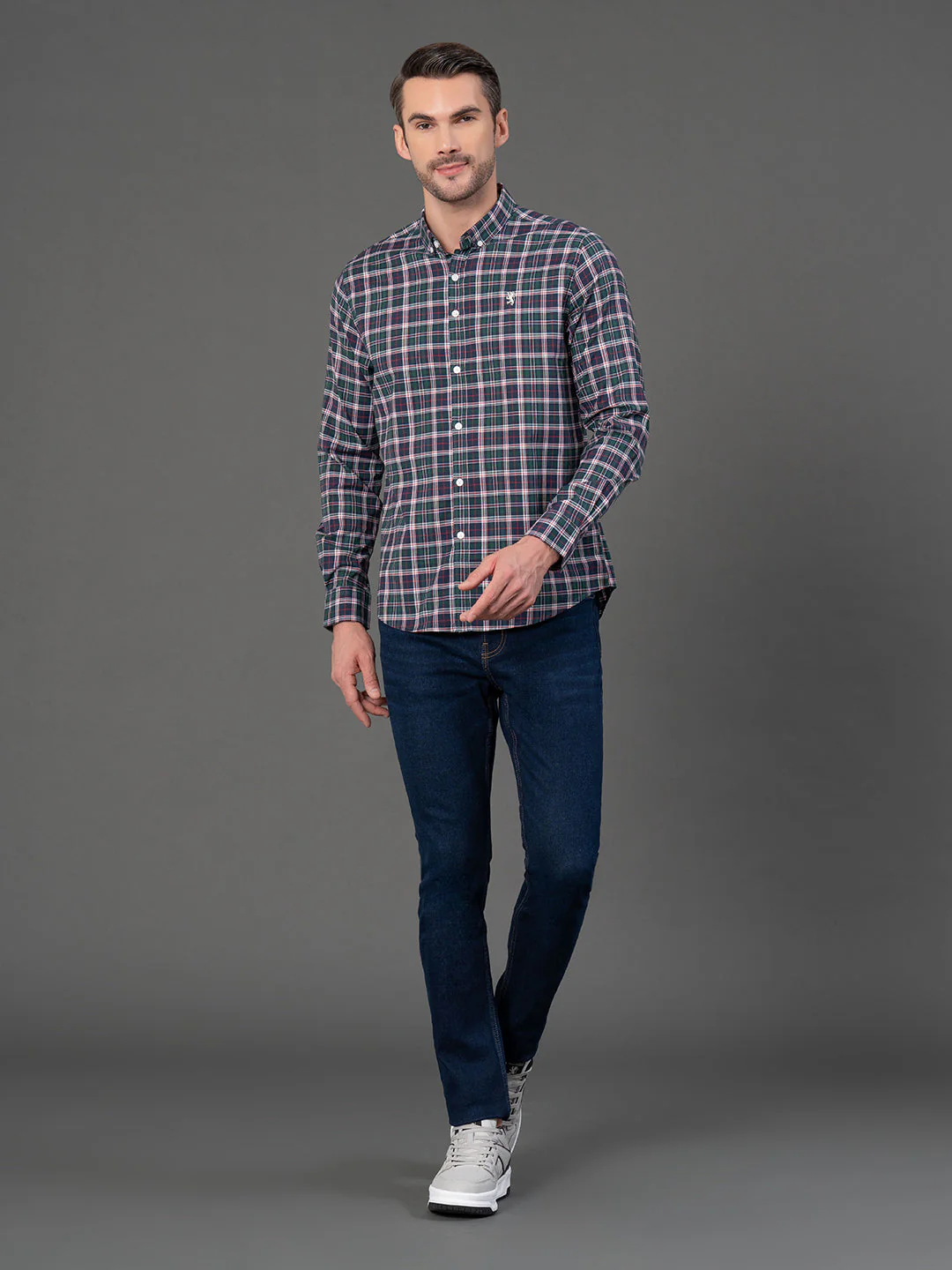 Forest Green Checked Shirt for Men - Image 5