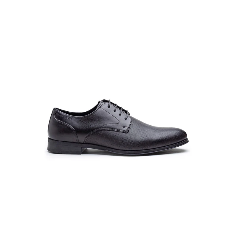 Formal Men Black Genuine Leather Derby Shoes - Image 3