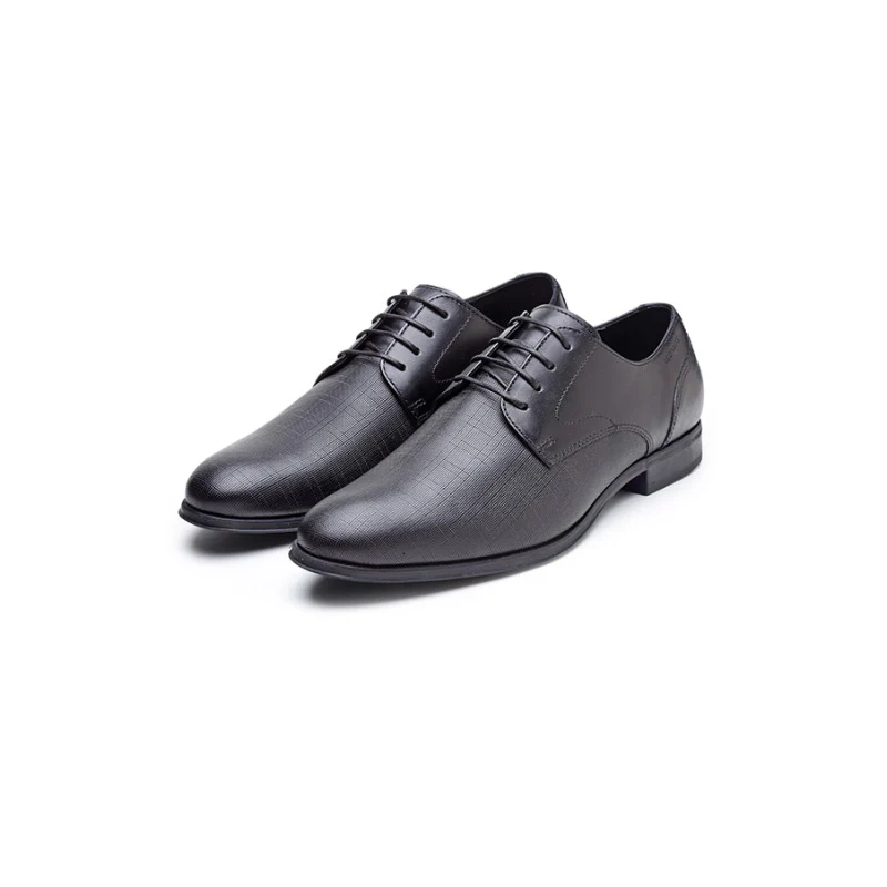 Formal Men Black Genuine Leather Derby Shoes - Image 5