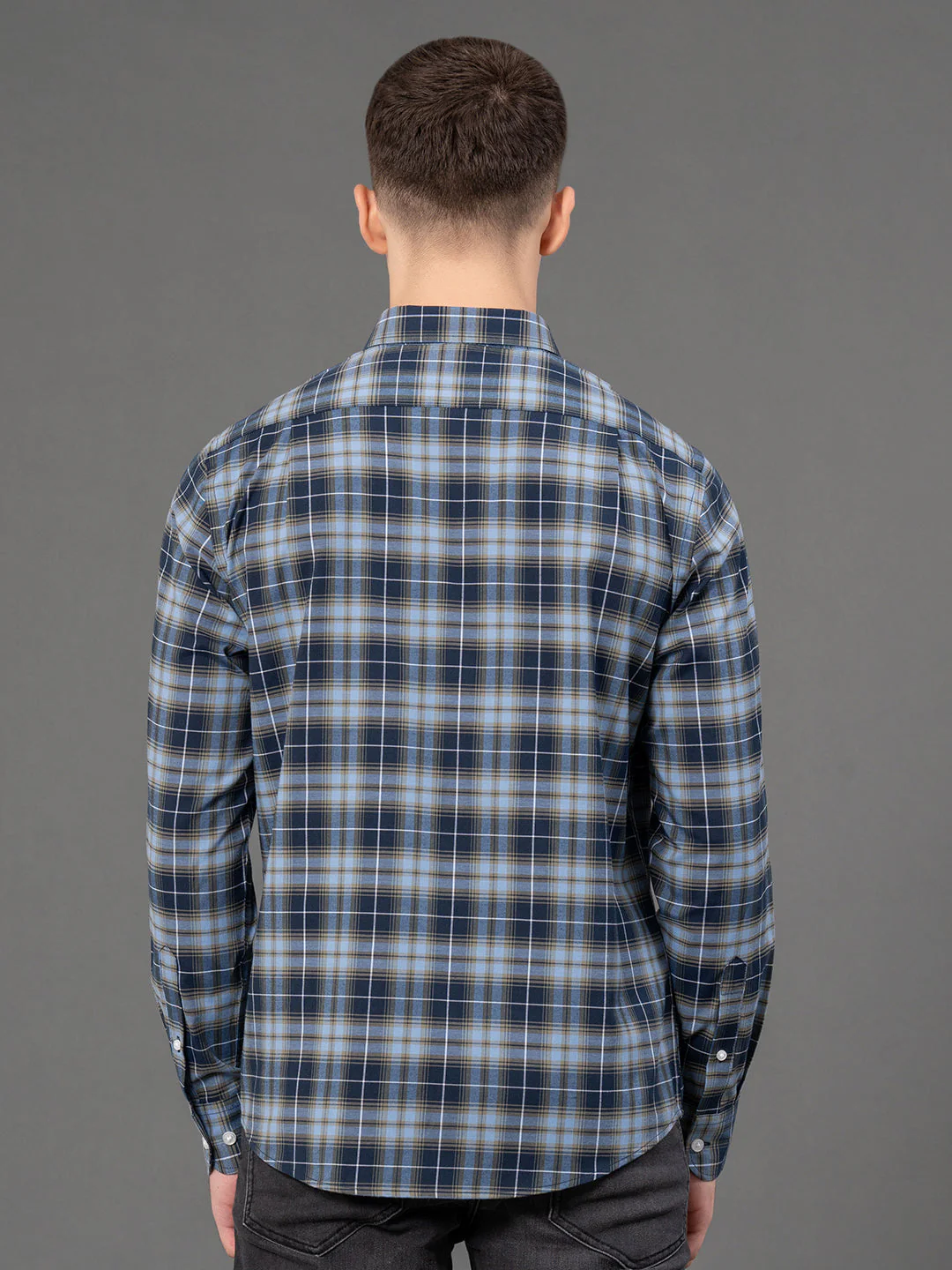 Frost Blue Checked Shirt for Men - Image 3