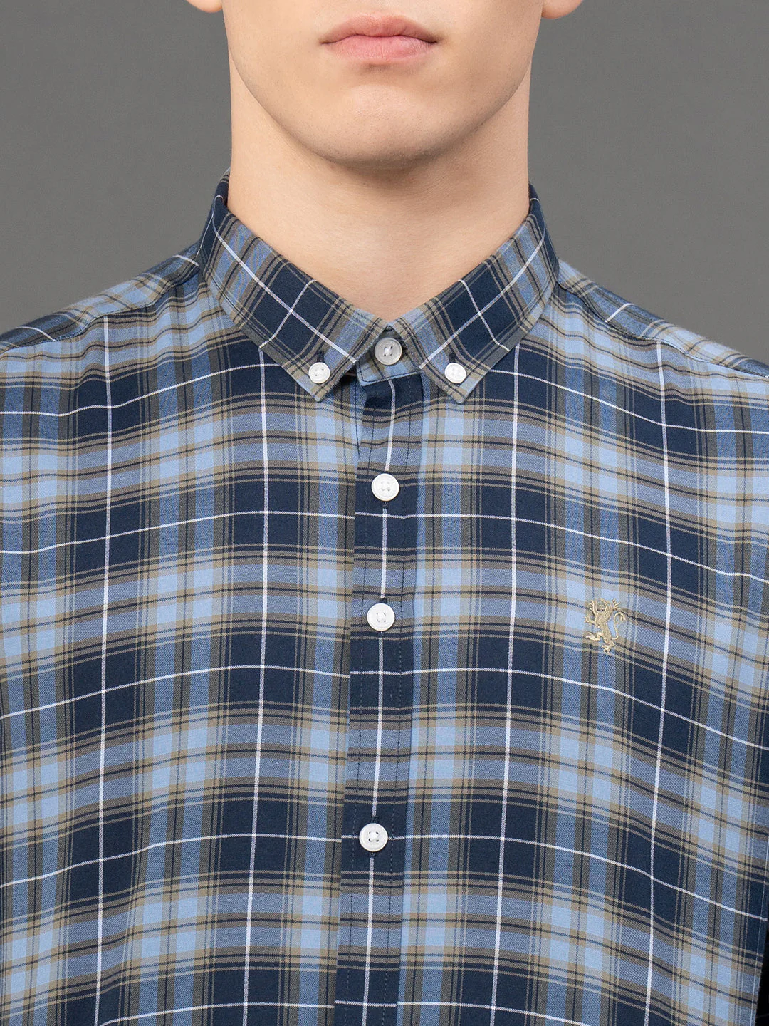 Frost Blue Checked Shirt for Men - Image 4