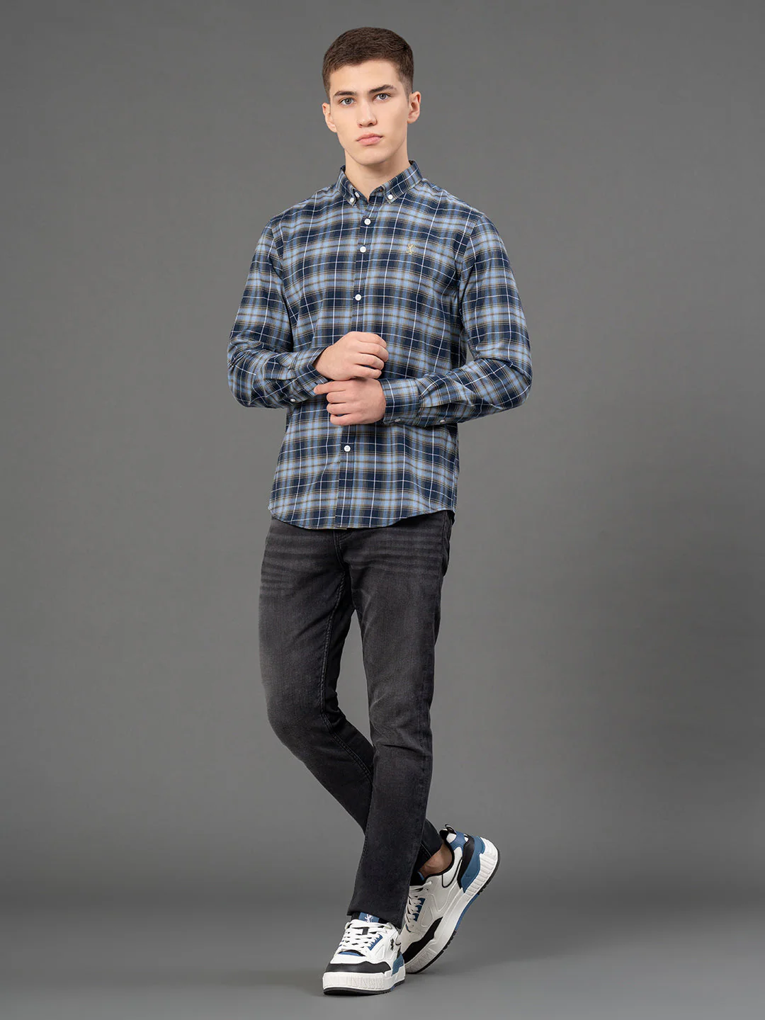 Frost Blue Checked Shirt for Men - Image 5