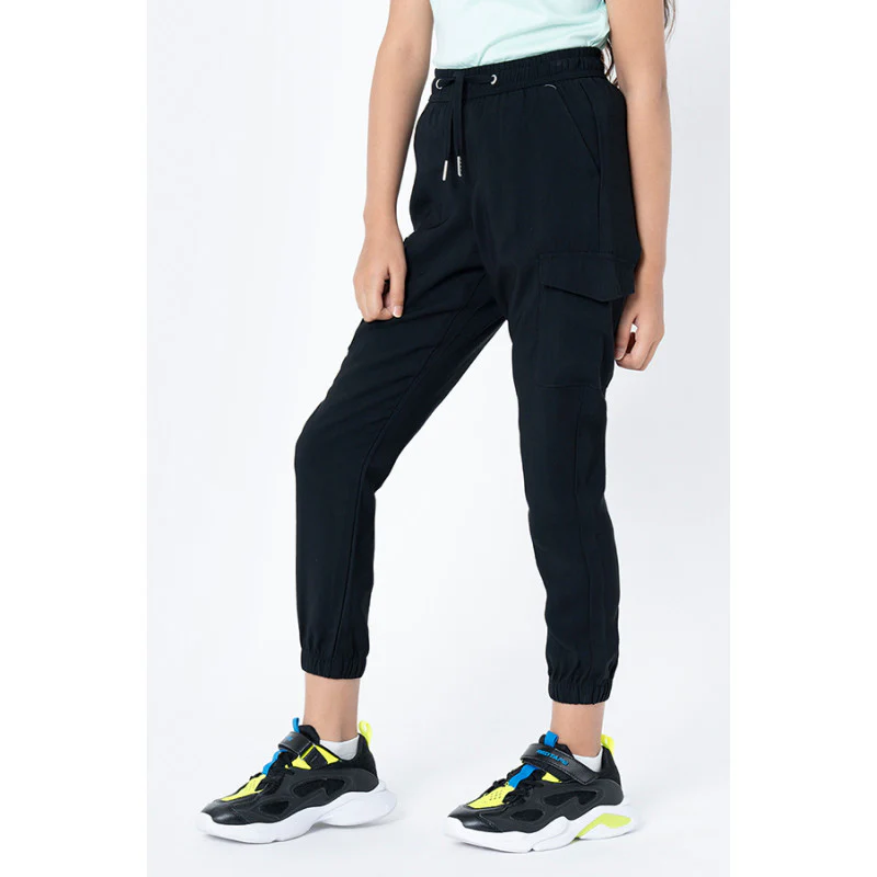 Girls Black Solid Jogger - Image 2