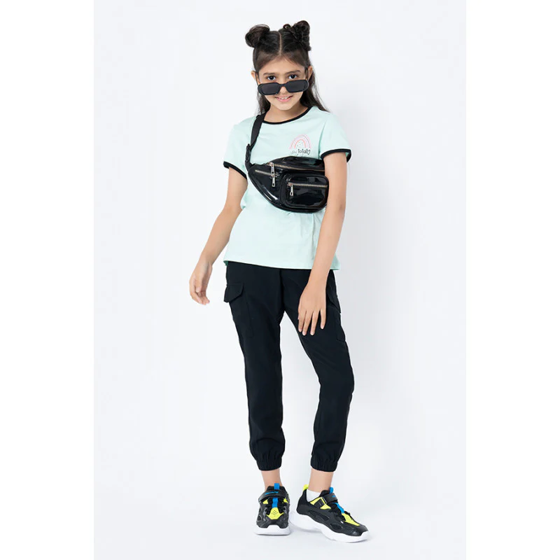 Girls Black Solid Jogger - Image 5