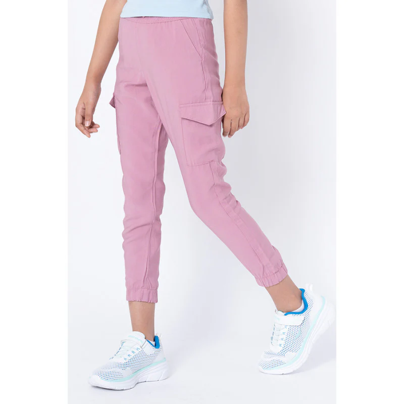 Girls Pink Solid Jogger - Image 2