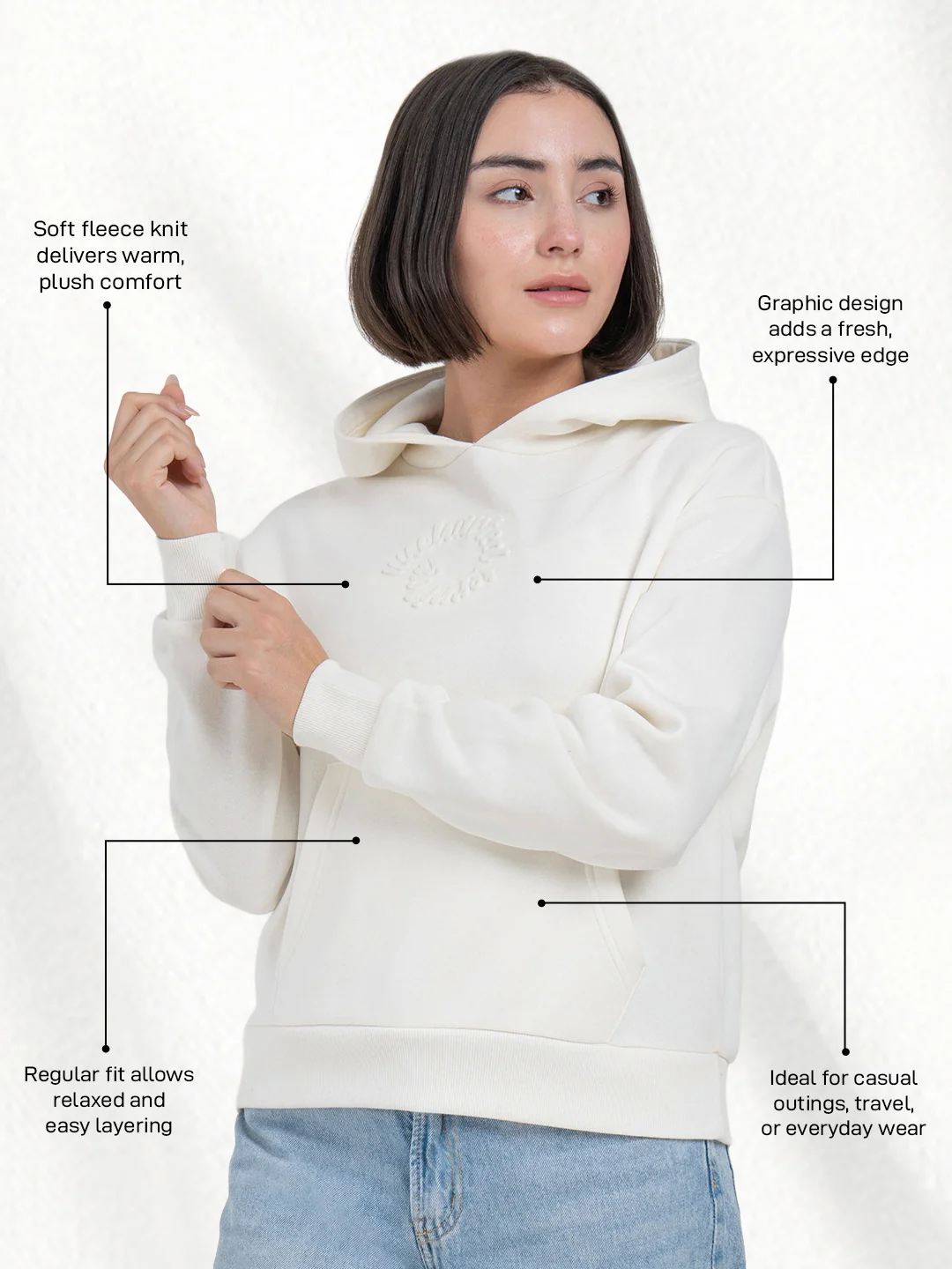Graphic Off-White Hoodie for Women | Winter Hoodie for Everyday Comfort - Image 2
