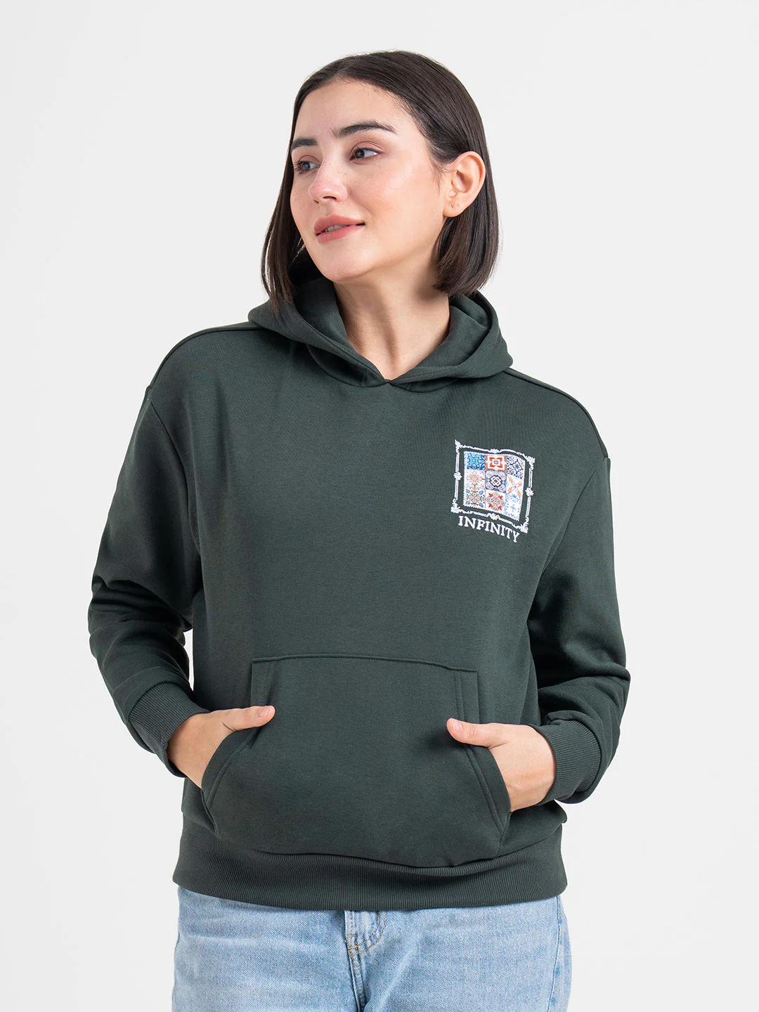 Green Graphic Hoodie for Women | Winter Essential - Image 3
