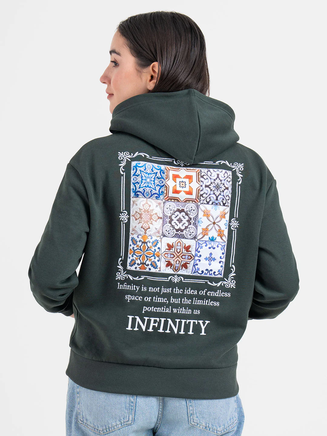 Green Graphic Hoodie for Women | Winter Essential - Image 5