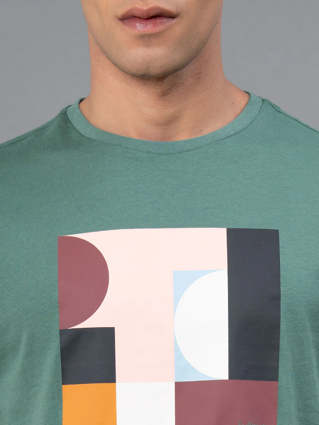Green Graphic Print Pure Cotton Men's T-Shirt - Image 4