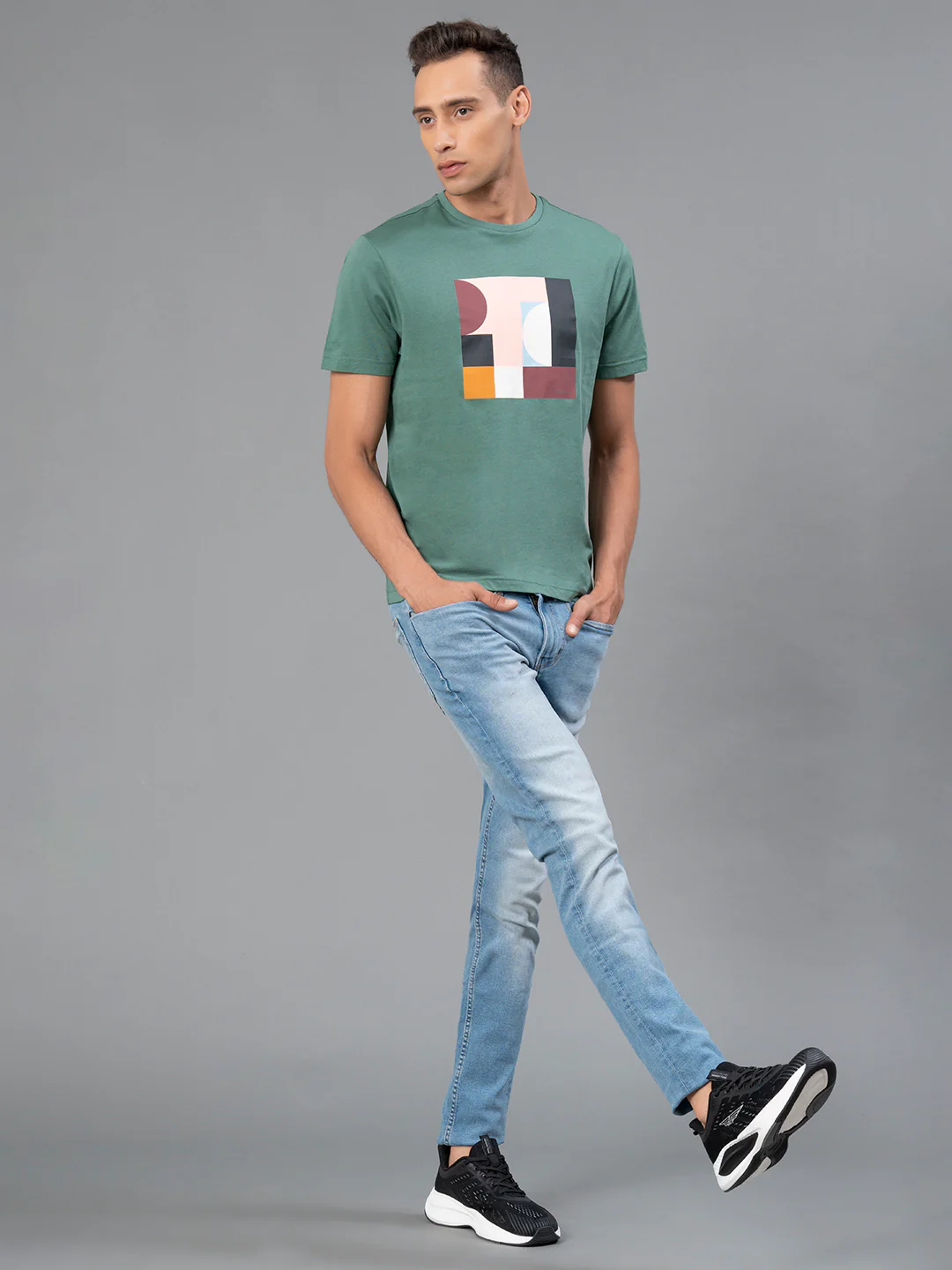 Green Graphic Print Pure Cotton Men's T-Shirt - Image 5