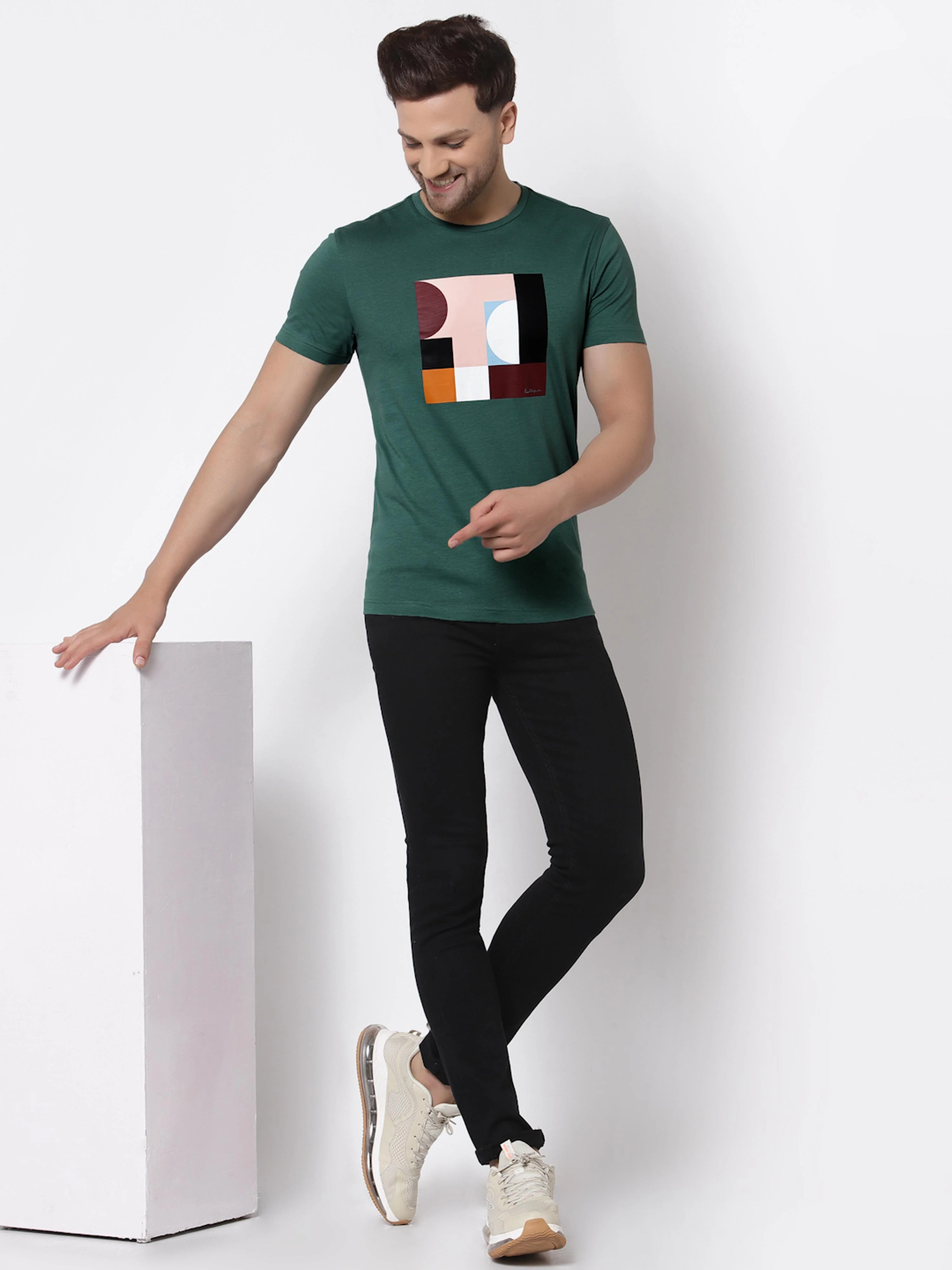 Green Graphic Print Pure Cotton Men's T-Shirt - Image 5