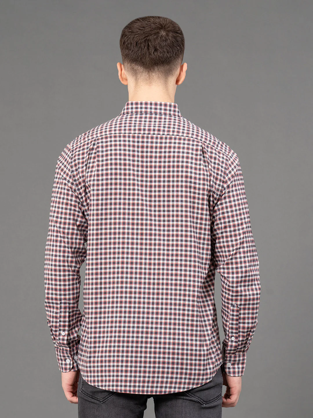 Grey Brown Checked Shirt for Men - Image 3