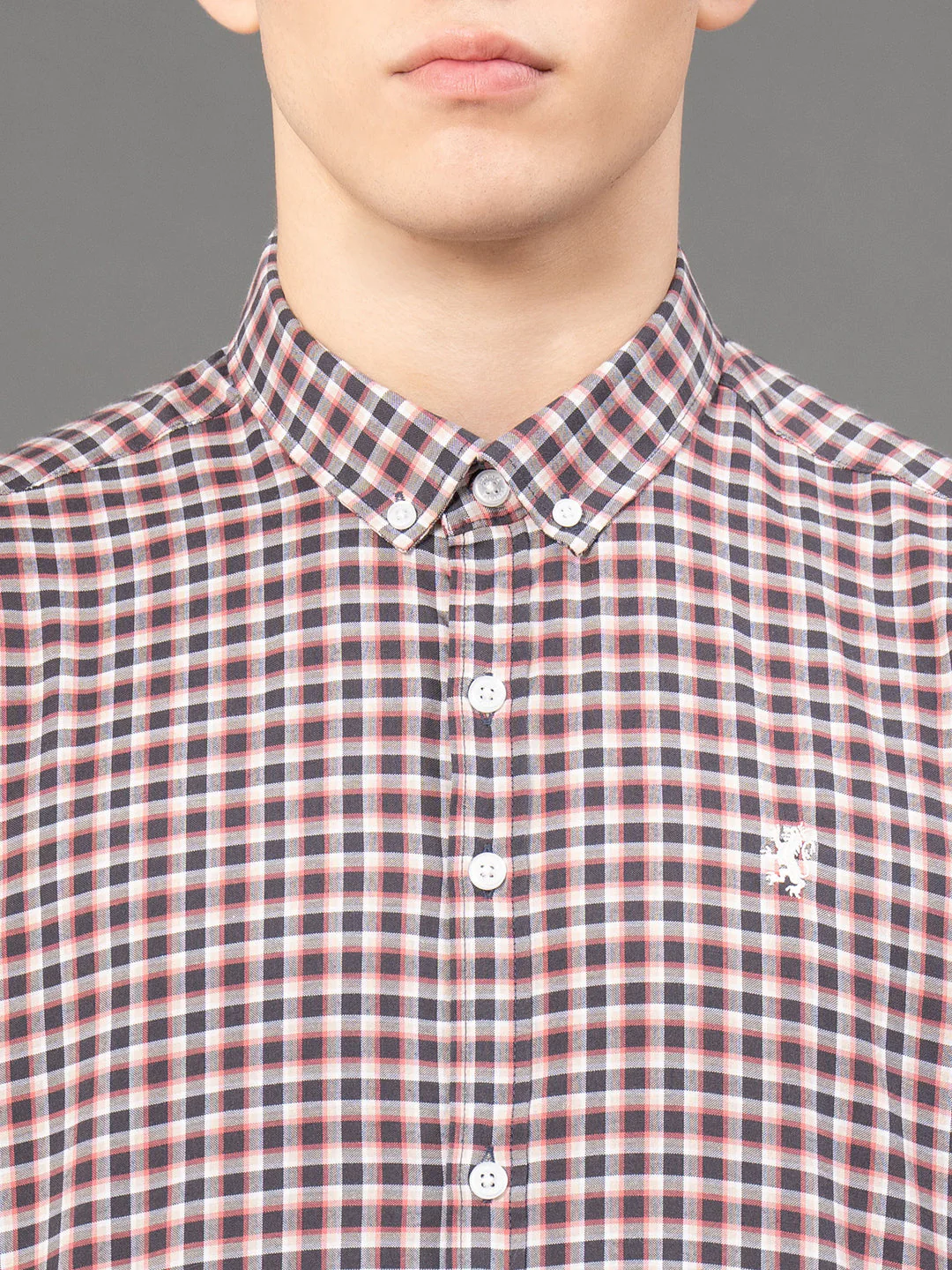 Grey Brown Checked Shirt for Men - Image 4