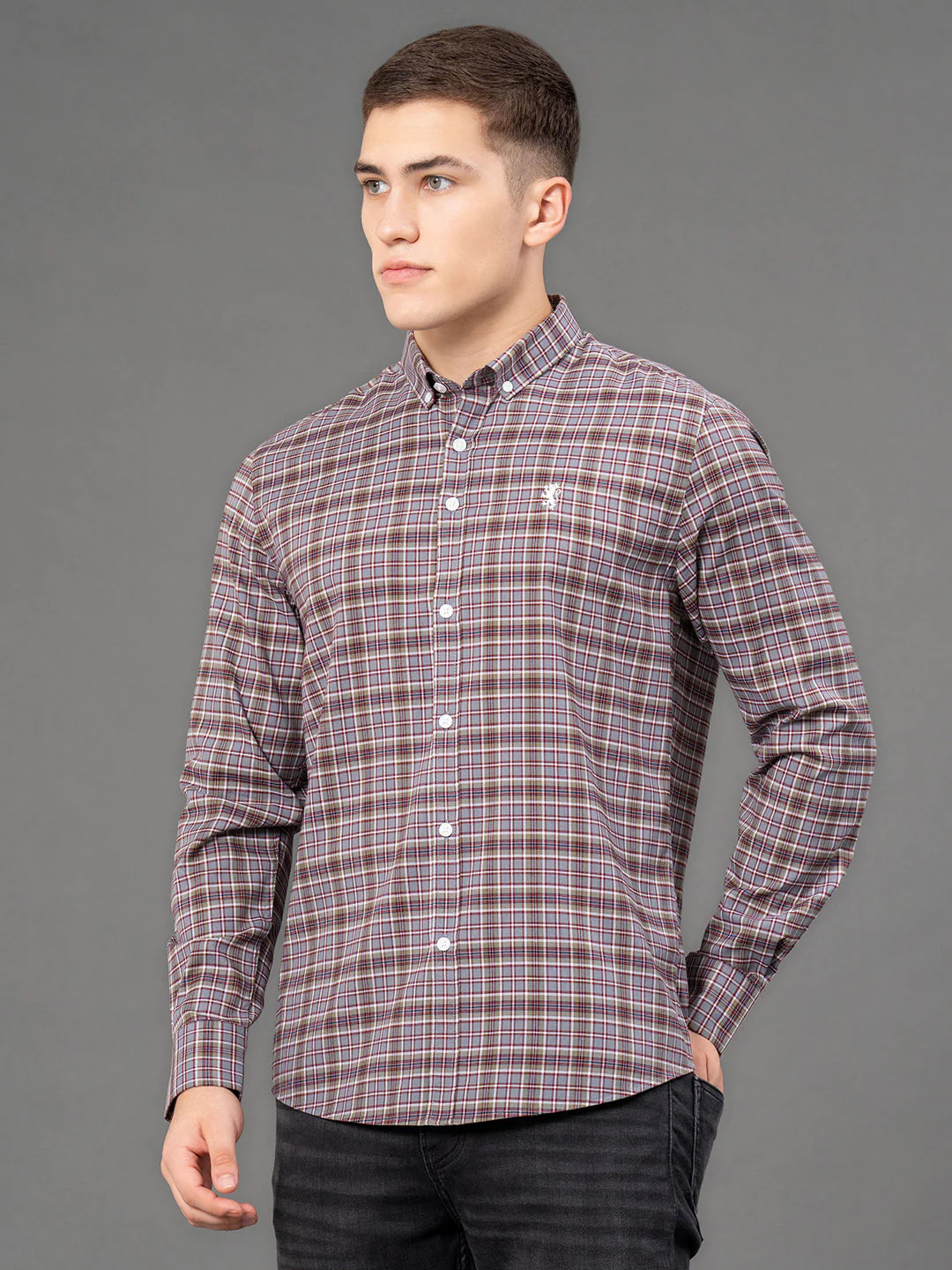 Grey Checked Shirt for Men - Image 2