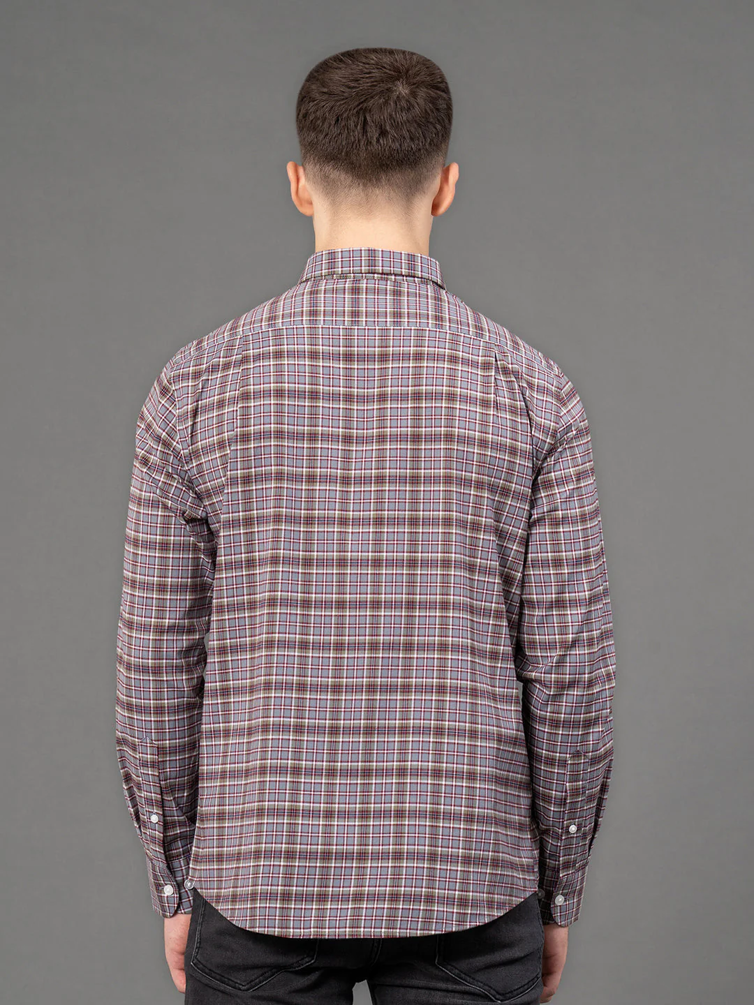 Grey Checked Shirt for Men - Image 3